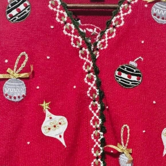 Vintage Reference Point Ugly Christmas Sweater Womens Size L Ornaments Holidays - Picture 3 of 6